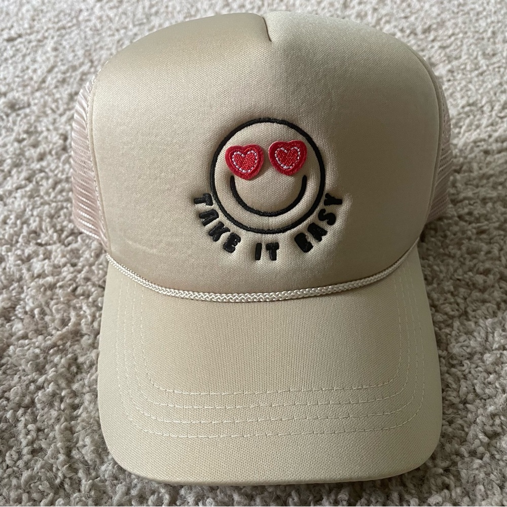 Altar’d State Take it Easy Heart Eyes Patched Embroidered Trucker Hat